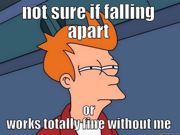 in regards to the warehouse while im away - NOT SURE IF FALLING APART OR WORKS TOTALLY FINE WITHOUT ME Futurama Fry