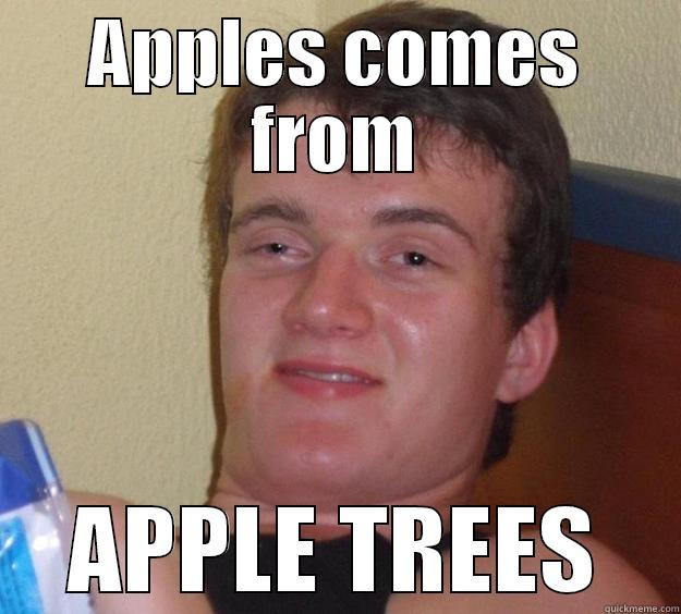 APPLES COMES FROM APPLE TREES 10 Guy