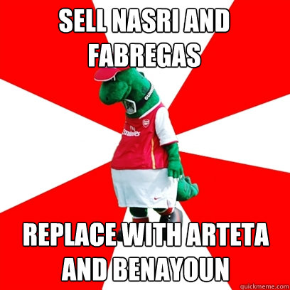 Sell nasri and fabregas replace with arteta and benayoun  GUNNERSAURUS