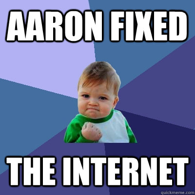 Aaron fixed the internet - Aaron fixed the internet  Success Kid