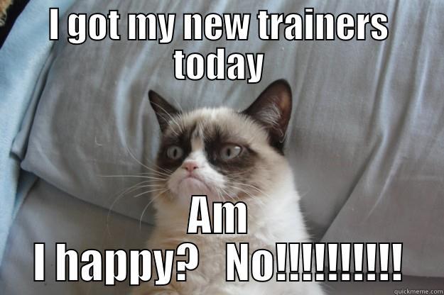 I GOT MY NEW TRAINERS TODAY AM I HAPPY?   NO!!!!!!!!!! Grumpy Cat