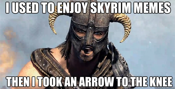 I used to enjoy Skyrim memes Then i took an arrow to the knee  skyrim