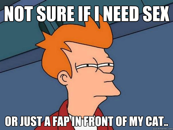 Not sure if I need sex or just a fap in front of my cat..  Futurama Fry