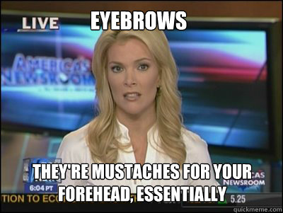 Eyebrows They're mustaches for your forehead, essentially - Eyebrows They're mustaches for your forehead, essentially  Megyn Kelly