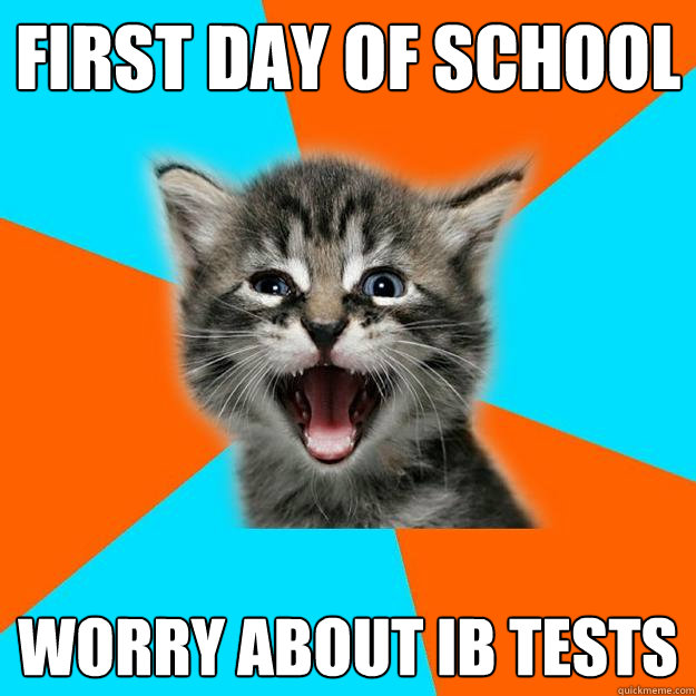 First day of school Worry about IB Tests - First day of school Worry about IB Tests  IB Kitten - First Day