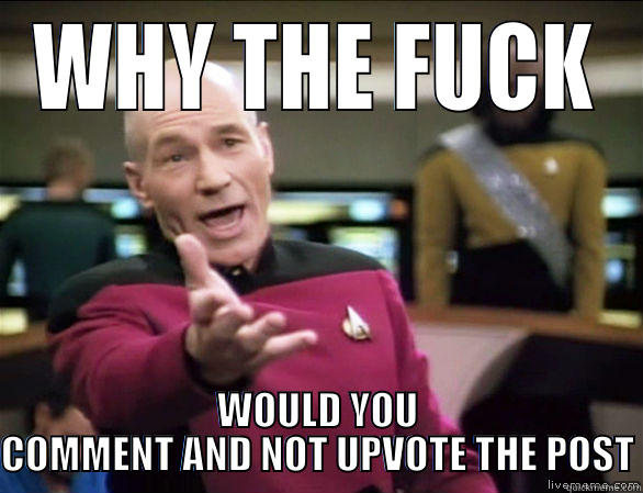 WHY THE FUCK WOULD YOU COMMENT AND NOT UPVOTE THE POST Annoyed Picard HD