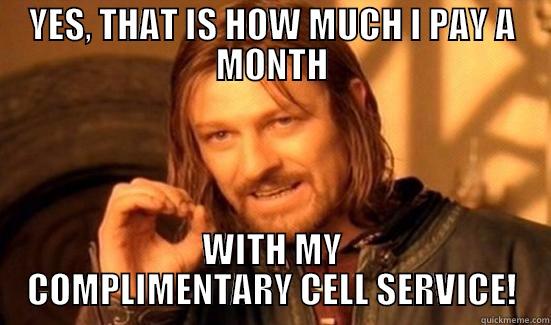 YES, THAT IS HOW MUCH I PAY A MONTH WITH MY COMPLIMENTARY CELL SERVICE! Boromir