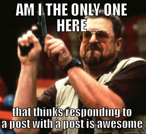 AM I THE ONLY ONE HERE THAT THINKS RESPONDING TO A POST WITH A POST IS AWESOME Am I The Only One Around Here