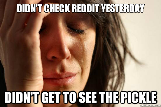 Didn't check reddit yesterday Didn't get to see the pickle - Didn't check reddit yesterday Didn't get to see the pickle  First World Problems