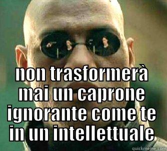  NON TRASFORMERÀ MAI UN CAPRONE IGNORANTE COME TE IN UN INTELLETTUALE Matrix Morpheus