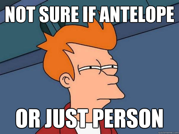 not sure if antelope or just person  Futurama Fry