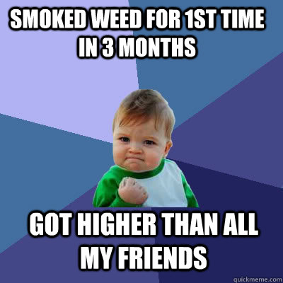 Smoked weed for 1st time in 3 months got higher than all my friends  Success Baby