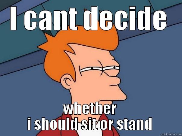 I cant decide - I CANT DECIDE WHETHER I SHOULD SIT OR STAND Futurama Fry