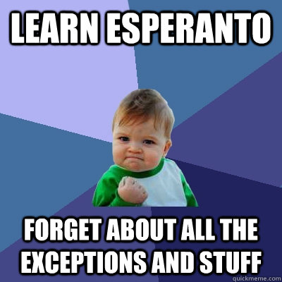 Learn Esperanto Forget about all the exceptions and stuff - Learn Esperanto Forget about all the exceptions and stuff  Success Kid