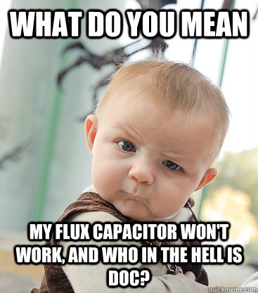 What do you mean my flux capacitor won't work, and who in the hell is doc?  skeptical baby