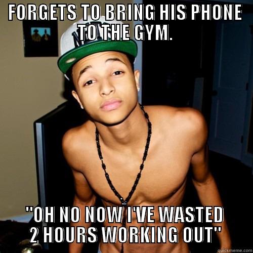 FORGETS TO BRING HIS PHONE TO THE GYM. 