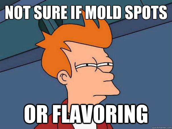 Not sure if mold spots or flavoring  Futurama Fry