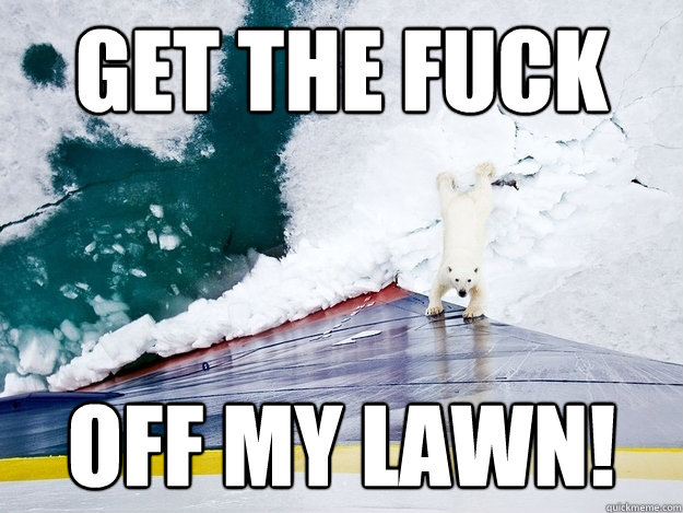 Get the fuck off my lawn!  Polar Bear