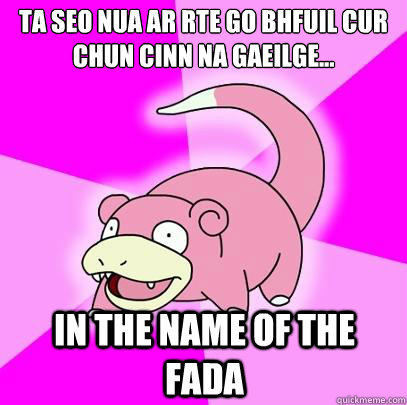 Ta seo nua ar rte go bhfuil cur chun cinn na gaeilge... In the Name of the Fada  Slowpoke