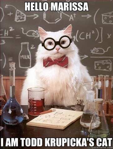 HELLO MARISSA I AM TODD KRUPICKA'S CAT  Chemistry Cat