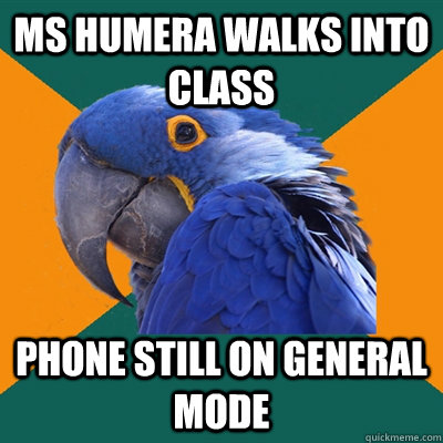 Ms Humera walks into class phone still on general mode  Paranoid Parrot