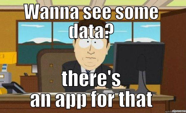 WANNA SEE SOME DATA? THERE'S AN APP FOR THAT aaaand its gone