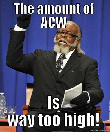 THE AMOUNT OF ACW IS WAY TOO HIGH! The Rent Is Too Damn High