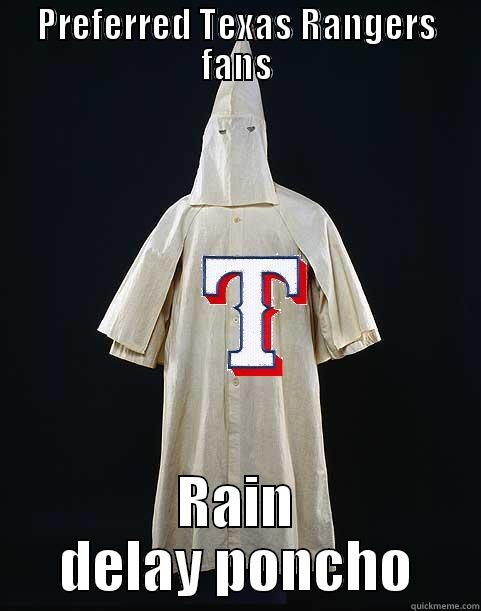 PREFERRED TEXAS RANGERS FANS RAIN DELAY PONCHO Misc