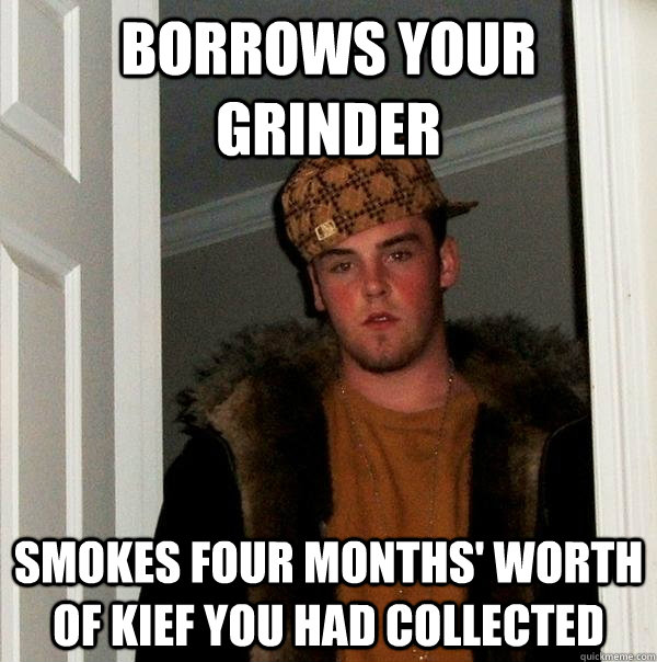 Borrows your grinder smokes four months' worth of kief you had collected  Scumbag Steve