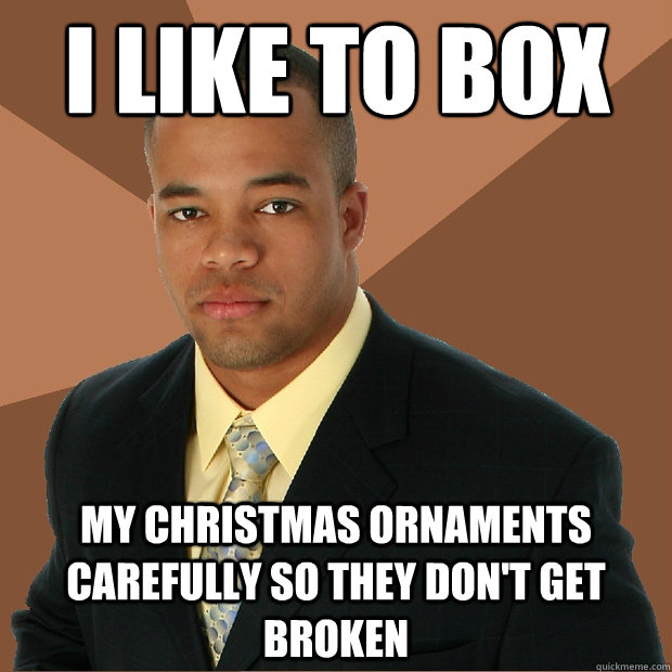 i like to box my christmas ornaments carefully so they don't get broken  Successful Black Man