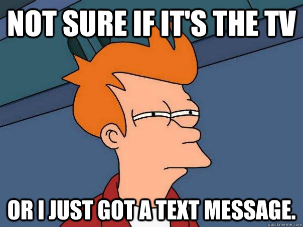 Not sure if it's the TV or I just got a text message. - Not sure if it's the TV or I just got a text message.  Futurama Fry