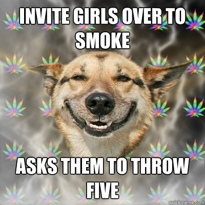 Invite girls over to smoke asks them to throw five  Stoner Dog