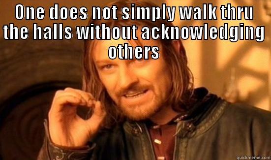 ONE DOES NOT SIMPLY WALK THRU  THE HALLS WITHOUT ACKNOWLEDGING OTHERS Boromir