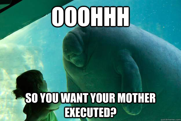 ooohhh so you want your mother executed?  Overlord Manatee