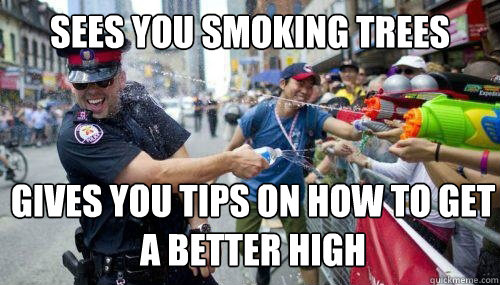 sees you smoking trees gives you tips on how to get a better high  Good Guy Cop