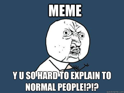 meme y u so hard to explain to normal people!?!?  Y U No