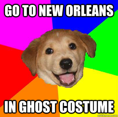 Go to new orleans in ghost costume  Advice Dog