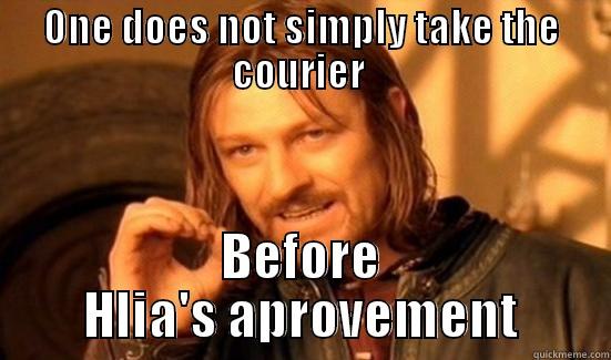 ONE DOES NOT SIMPLY TAKE THE COURIER  BEFORE HLIA'S APROVEMENT Boromir