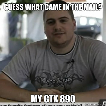 Guess what came in the mail? My GTX 890 - Guess what came in the mail? My GTX 890  Unimpressed Yulian