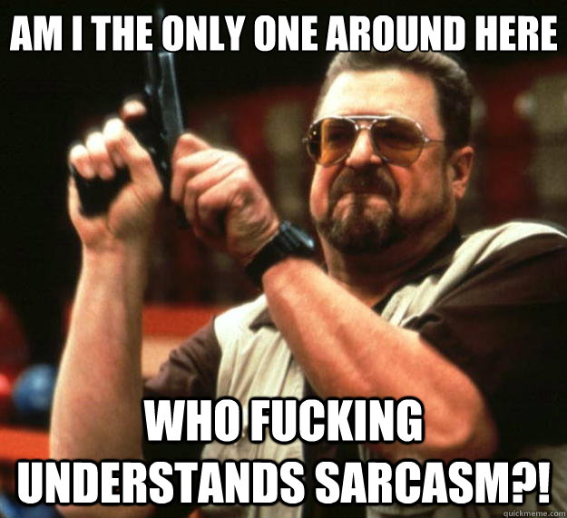 Am I the only one around here who fucking understands sarcasm?!  Big Lebowski