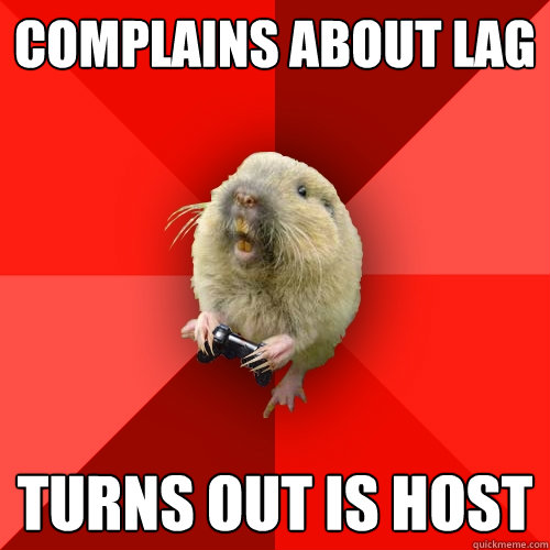 Complains about lag Turns out is host  Gaming Gopher