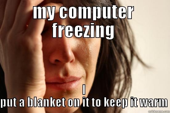 MY COMPUTER FREEZING I PUT A BLANKET ON IT TO KEEP IT WARM First World Problems