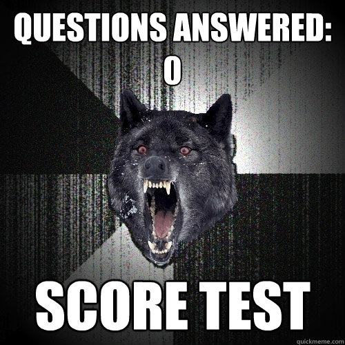 Questions Answered: 0 score test  Insanity Wolf