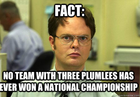 Fact: No team with three plumlees has ever won a national championship - Fact: No team with three plumlees has ever won a national championship  Schrute