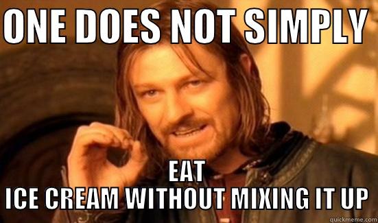 ONE DOES NOT SIMPLY  EAT ICE CREAM WITHOUT MIXING IT UP Boromir