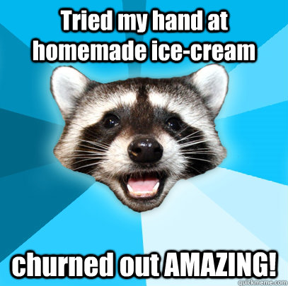 Tried my hand at homemade ice-cream churned out AMAZING!  Lame Pun Coon