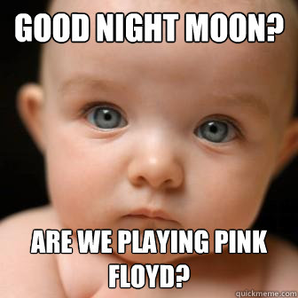 Good night moon? Are we playing pink floyd?  Serious Baby