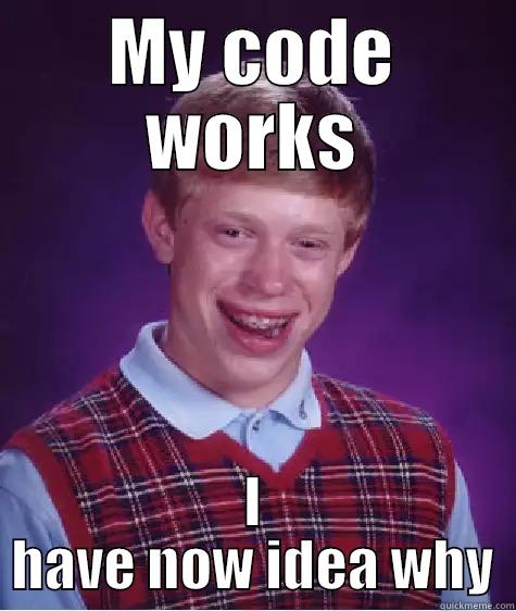 My code works. I have now idea why - MY CODE WORKS I HAVE NOW IDEA WHY Bad Luck Brian