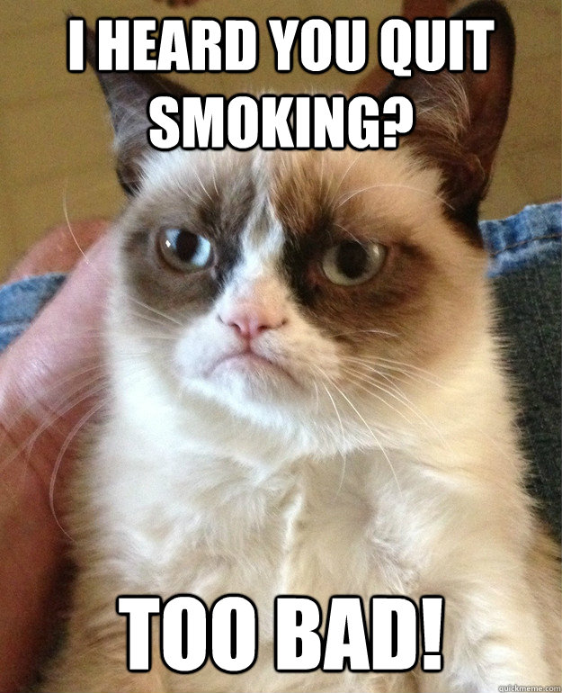 I heard you quit smoking? Too bad!  Grumpy Cat