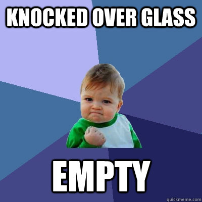 Knocked over glass Empty  Success Kid